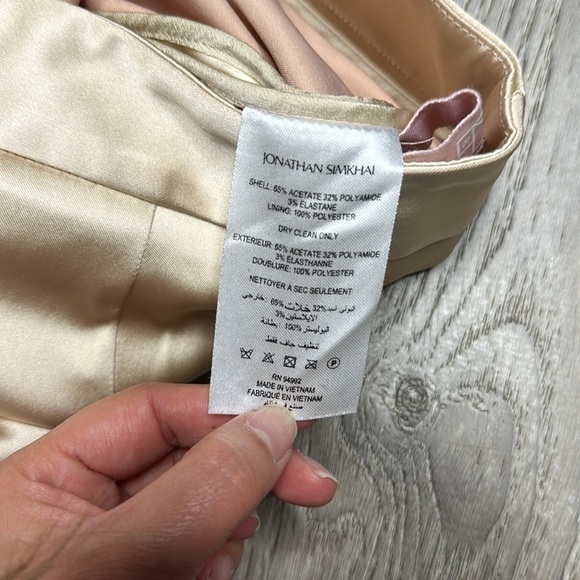 Jonathan Simkhai Duchesse-Satin Bootcut Pants High Rise in Goldish Cream Sz 8 - Picture 13 of 14